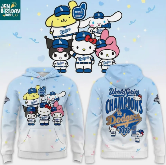 Discover Hello 1Kitty A Dodgers Champions 3D Hoodie Gift For Christmas