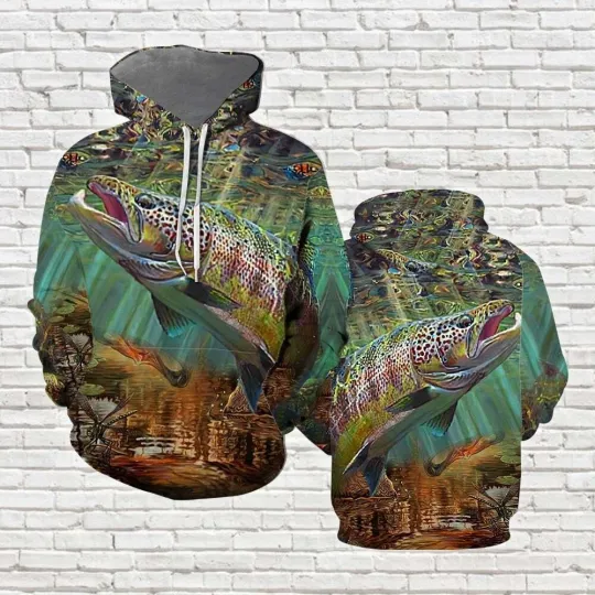 Discover Salmon Fishing All Over Print For Men & Women Full Size