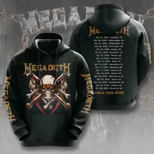 Megadeth Heavy Metal Rock Band World Tour 2025 3D Hoodie