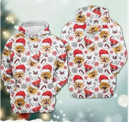 Discover Pomeranian Dog Christmas Decor All Over Print 3D Hoodie GLC055689