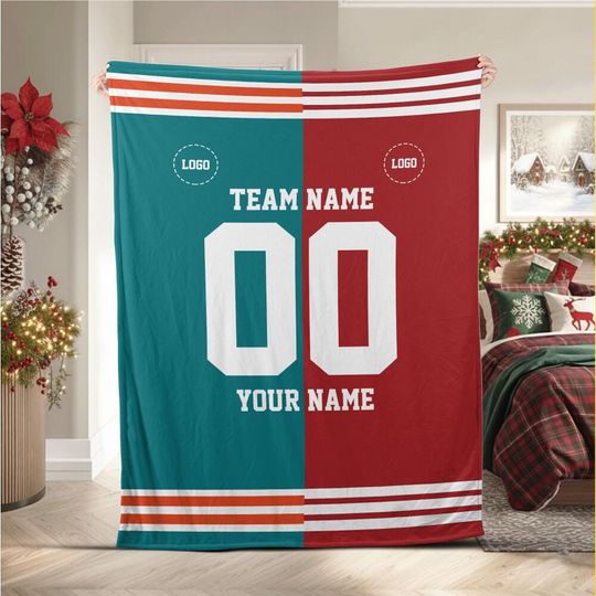 Discover Custom Team Football Fleece Blanket, Birthday Gift for Kids