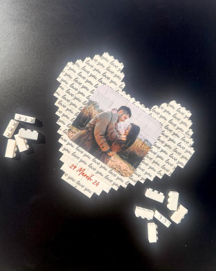 Custom Photo Puzzle Blocks For Couples: Heart-Shaped Couple Gift  | Anniversary Gift | Personalized Christmas Gift For Couples