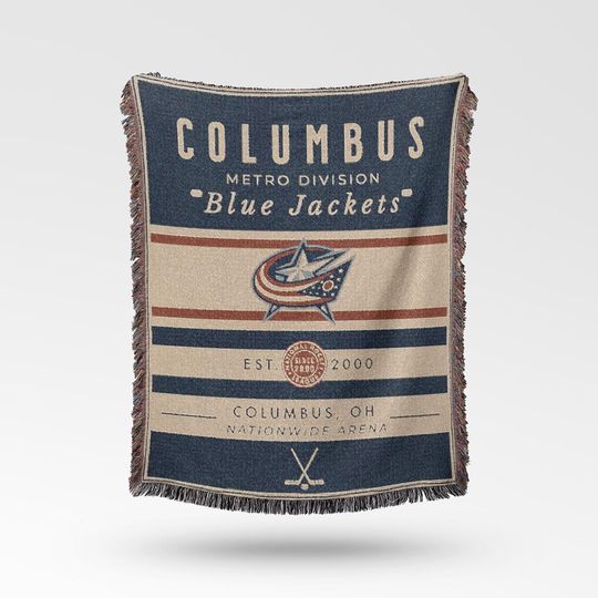 Discover Vintage Columbus Blue Jackets Woven Blanket / Retro Hockey / NHL Team Decor / Classic Hockey Fan Gift