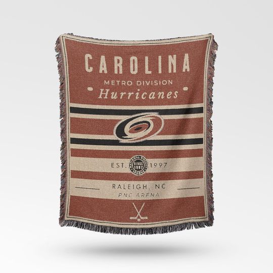 Discover Vintage Carolina Hurricanes Woven Blanket / Retro Hockey / NHL Team Decor / Classic Hockey Fan Gift