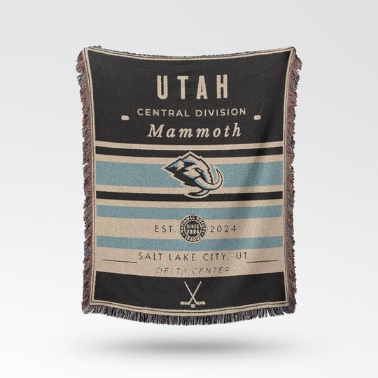 Discover Vintage Utah Mammoth Woven Blanket / Retro Hockey / NHL Team Decor / Classic Hockey Fan Gift