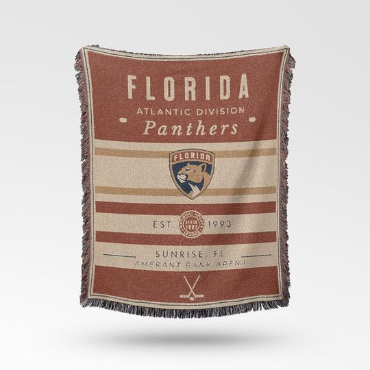 Discover Vintage Florida Panthers Woven Blanket / Retro Hockey / NHL Team Decor / Classic Hockey Fan Gift