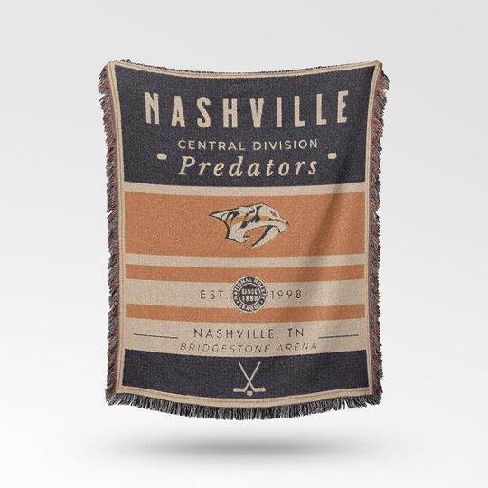 Discover Vintage Nashville Predators Woven Blanket / Retro Hockey / NHL Team Decor / Classic Hockey Fan Gift