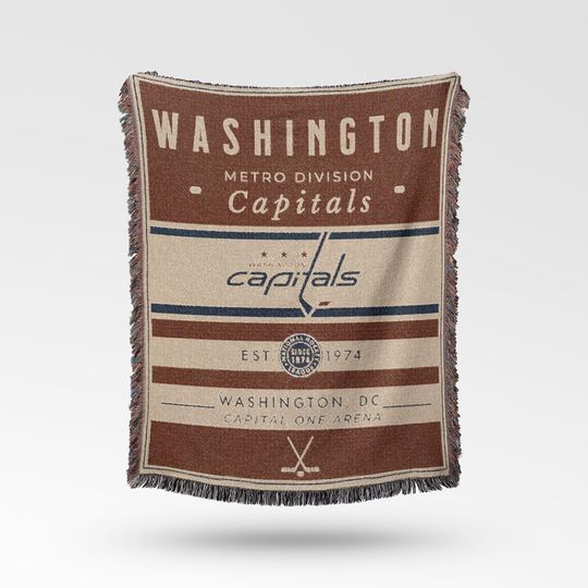 Discover Vintage Washington Capitals Woven Blanket / Retro Hockey / NHL Team Decor / Classic Hockey Fan Gift