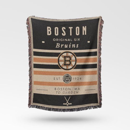 Discover Vintage Boston Bruins Woven Blanket / Retro Hockey / NHL Team Decor / Classic Hockey Fan Gift