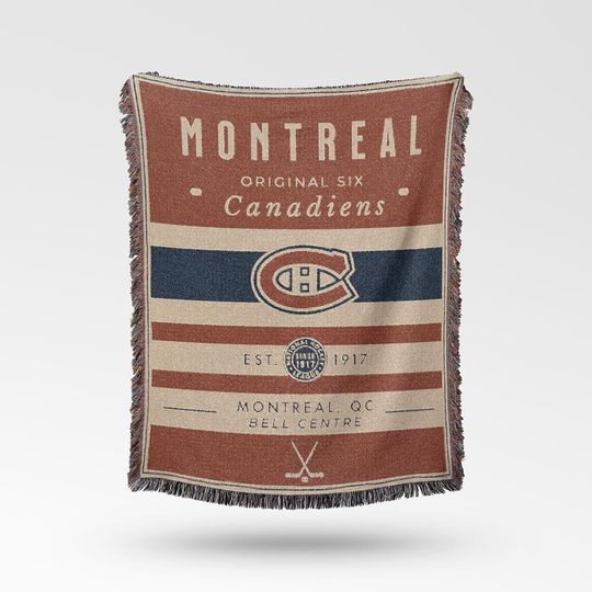 Discover Vintage Montreal Canadiens Woven Blanket / Retro Hockey / Original Six NHL Decor / Classic Hockey Fan Gift