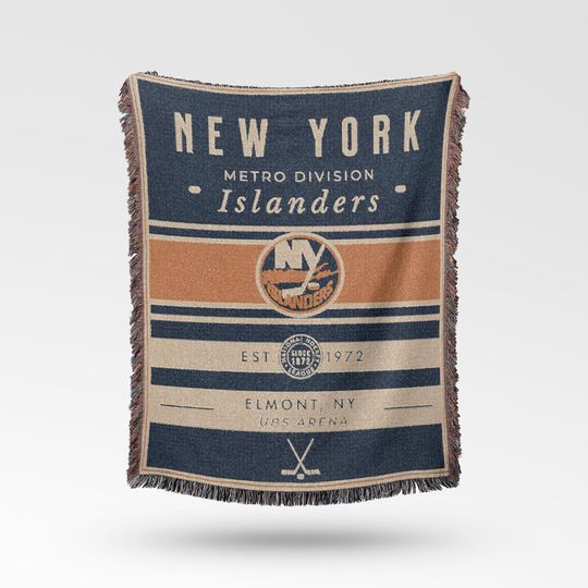 Discover Vintage New York Islanders Woven Blanket / Retro Hockey / NHL Team Decor / Classic Hockey Fan Gift