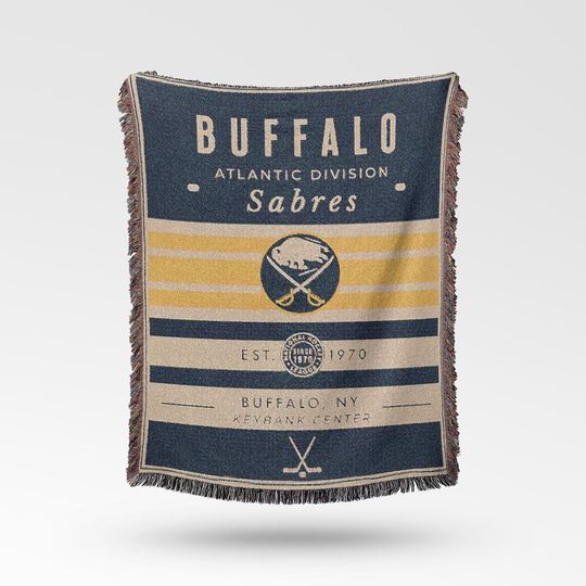 Vintage Buffalo Sabres Woven Blanket / Retro Hockey / NHL Team Decor / Classic Hockey Fan Gift