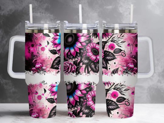 Discover Floral 40oz tumbler wrap. sunflower tumbler wrap,  . tumbler  . 40oz tumbler design, 40oz design.