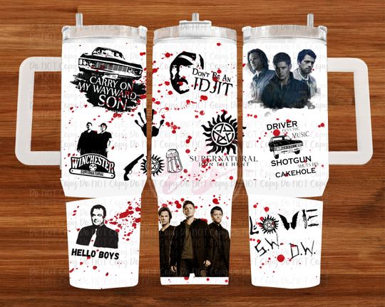 Discover Supernatural 40oz Stanley Style Tumbler Design,  SUBLIMATION  , Dean, Sam