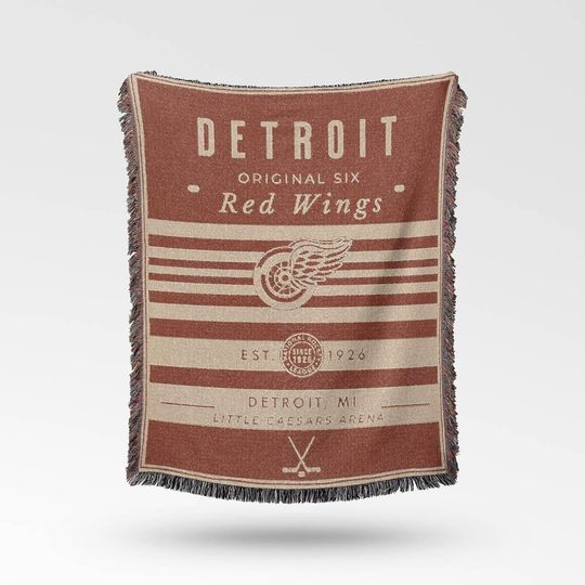 Discover Vintage Detroit Red Wings Woven Blanket / Retro Hockey / Original Six NHL Decor / Classic Hockey Fan Gift