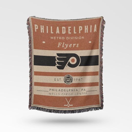 Discover Vintage Philadelphia Flyers Woven Blanket / Retro Hockey / Classic NHL Decor / Hockey Fan Gift