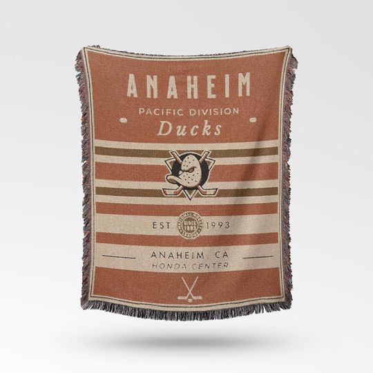 Discover Vintage Anaheim Ducks Woven Blanket / Retro Hockey / NHL Team Decor / Classic Hockey Fan Gift