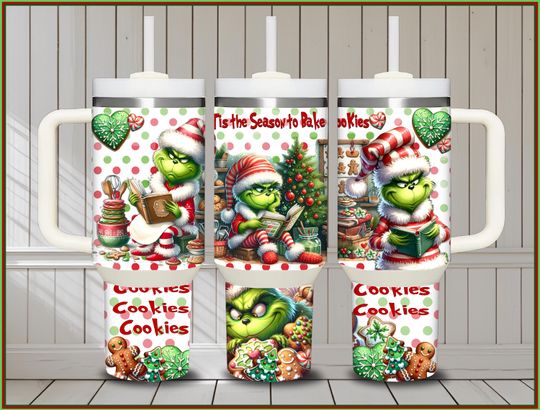 Discover Christmas cookies  Green character 40 oz Tumbler Wrap - Sublimation Design