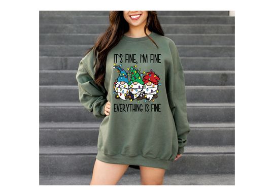 Discover It's Fine I'm Fine Everything Is Fine Sweatshirt, Family Matching Pajama Top, Christmas and New Year Family Shirt