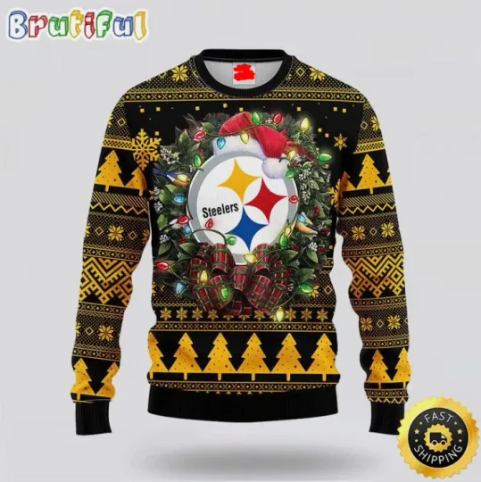 Discover Stee!ers Ugly Sweater Christmas Wreath Sweater For Fan Football