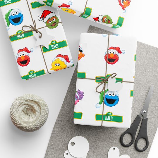 Sesame Street Wrapping Paper Holiday Pattern