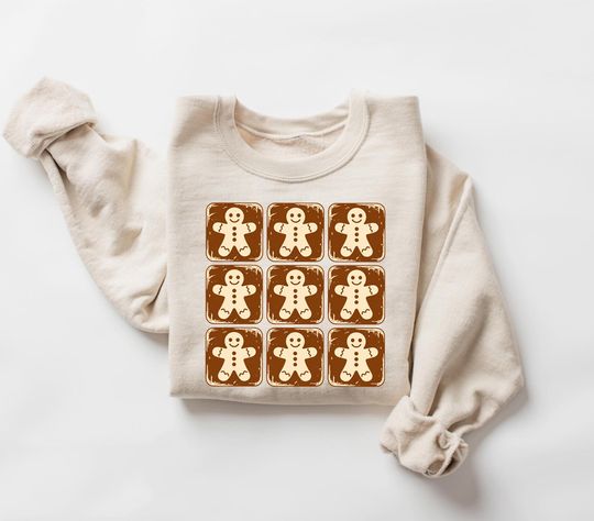 Discover Christmas Gingerbread Cookies Sweatshirt, Retro Holiday Crewneck for Women, Cute Cookie Christmas Shirt, Cozy Xmas Gift 2025