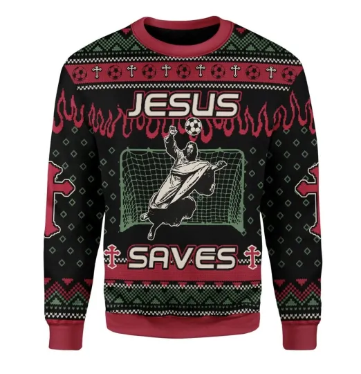 Jesus Saves Football Ugly Christmas Sweater Gift For Men And Women