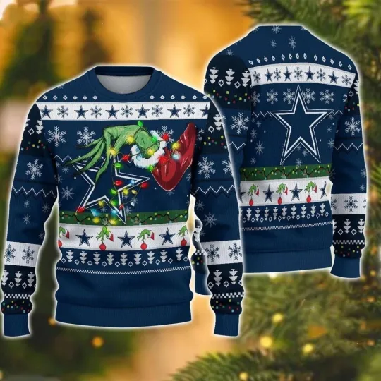 Discover Cowboys Special funny character Hand Football Christmas Ugly Sweater Gift For Christmas