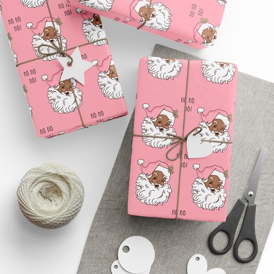 Discover Pink Santa Holiday Wrapping Paper