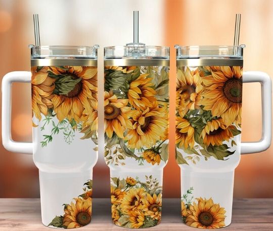 Discover Sunflower 40oz Tumbler Wrap: Seamless