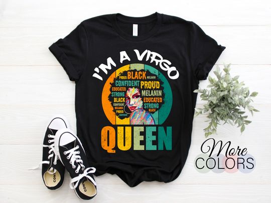 Discover Virgo Afro Girl Queen Horoscope T-Shirt August 23 September 22 Zodiac Astrology Gift