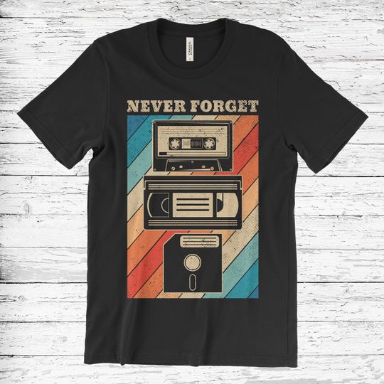 Discover Never Forget Vintage Floppy Disk VHS Cassette T-Shirt