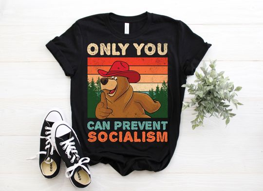 Discover Only You Can Prevent Socialism T-Shirt, Vintage Retro Camping Dad Shirt, Father's Day Gift, Bear Campers Graphic Tee