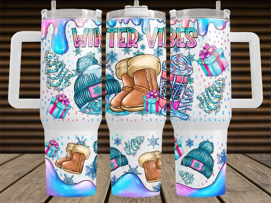 Discover Winter Vibes 40oz Tumbler Wrap  , Winter 40oz Tumbler  , Christmas Tumbler 40oz  , Sublimation Designs, Cozy Season