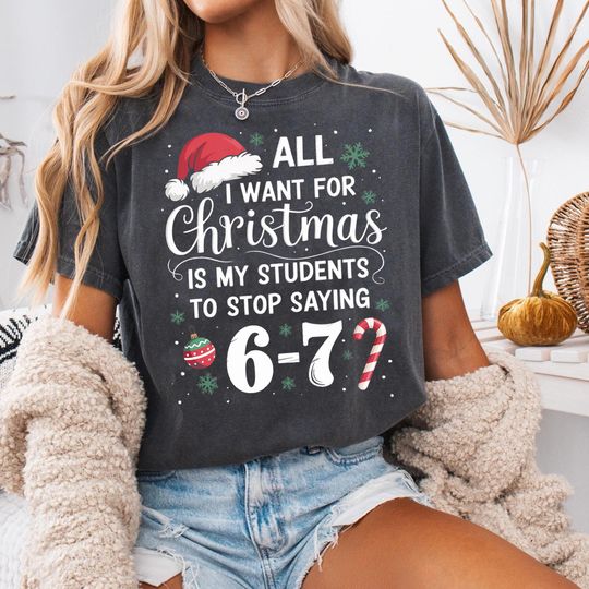 Discover Funny Teacher Christmas Sweatshirt, All I Want for Christmas T-Shirt, Math Teacher Gift, Holiday Teacher Crewneck