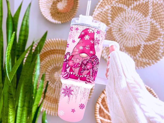 Discover Cute Christmas Gnomes 40oz Tumbler Wrap  , Quencher Handle Tumbler Holiday Sublimation Design, X-mas Winter 40 oz