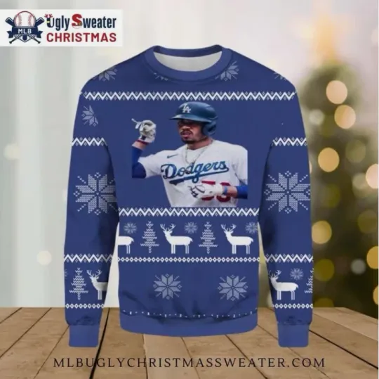 Discover Dodgers Player Portrait Ugly Christmas Sweater Gift For Christmas