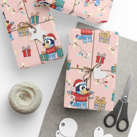 Discover BlueyDad Christmas Wrapping Paper, Holiday Dogs, Presents