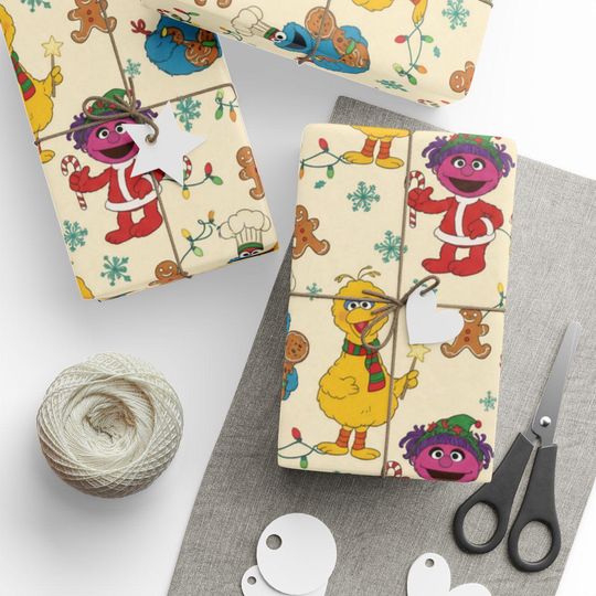 Sesame Street Christmas Wrapping Paper, Nostalgic Holiday Pattern