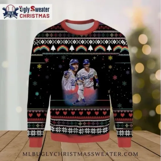 Discover Dodgers Duo Celebration Black Ugly Christmas Sweater Gift For Christmas
