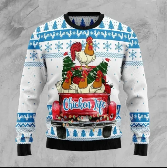 Discover Chicken Life Ugly Christmas Sweater Gift For Christmas