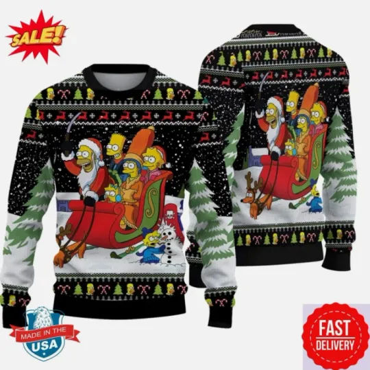 Christmas Simpsons Ugly Sweater, Simpson Ugly Sweater Gift For Christmas