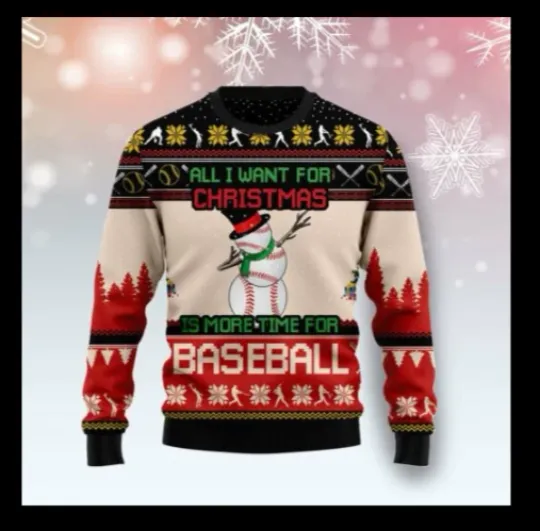 Discover Christmas Time For Baseball Ugly Christmas Sweater Gift For Christmas