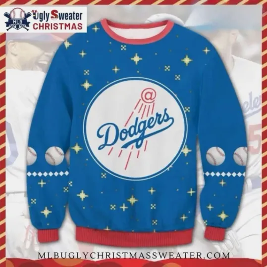 Discover Classic Dodgers Baseball And Stars Ugly Christmas Sweater Gift For Christmas