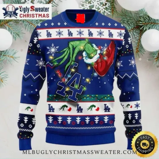 Discover Dodgers funny character Stealing Christmas Lights Ugly Sweater Gift