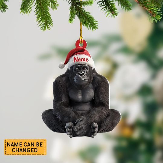 Discover Personalized Gorilla And Hat Christmas Ornament, Gorilla Christmas Ornament Decor, Gift For Animal Lovers