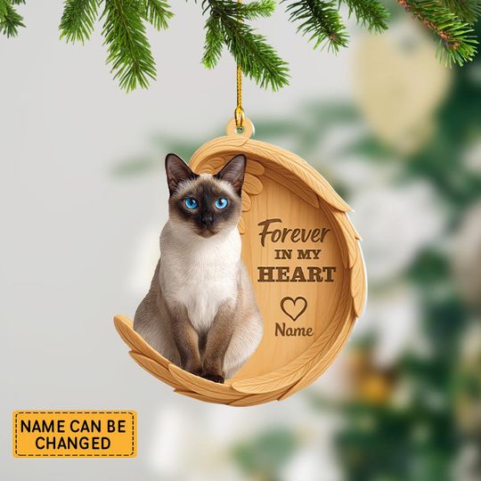 Discover Personalized Siamese Cat Angel Wings Ornament, Siamese Cat Forever In My Heart Christmas Ornament Decor, Siamese Cat Xmas Gift