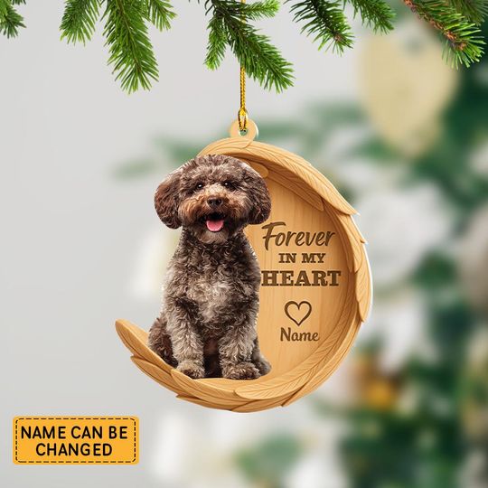 Personalized Poodle Dog Angel Wings Ornament, Poodle Dog Forever In My Heart Christmas Ornament Decor, Poodle Dog Xmas Gift