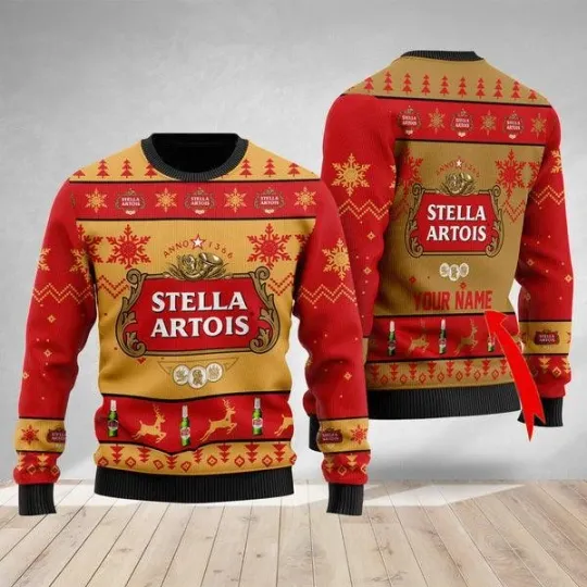 Discover Funny Stella Artois Personalized Ugly Christmas Sweater Jumpers