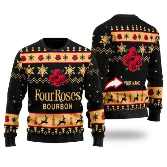 Funny Four Roses Bourbon Custom Ugly Christmas Sweater Jumpers